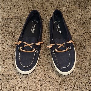 Sperry Dark Blue Loafers with Tan Accents